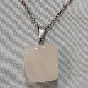 Silver Necklace With Square Quartz Crystal